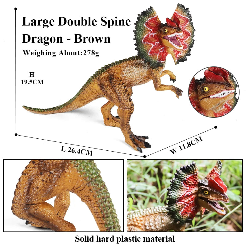 Oenux Jurassic Carnivorous Dilophosaurus Solid PVC Dinosaur Toy Action Figures Animal Model Collection Kids Gift