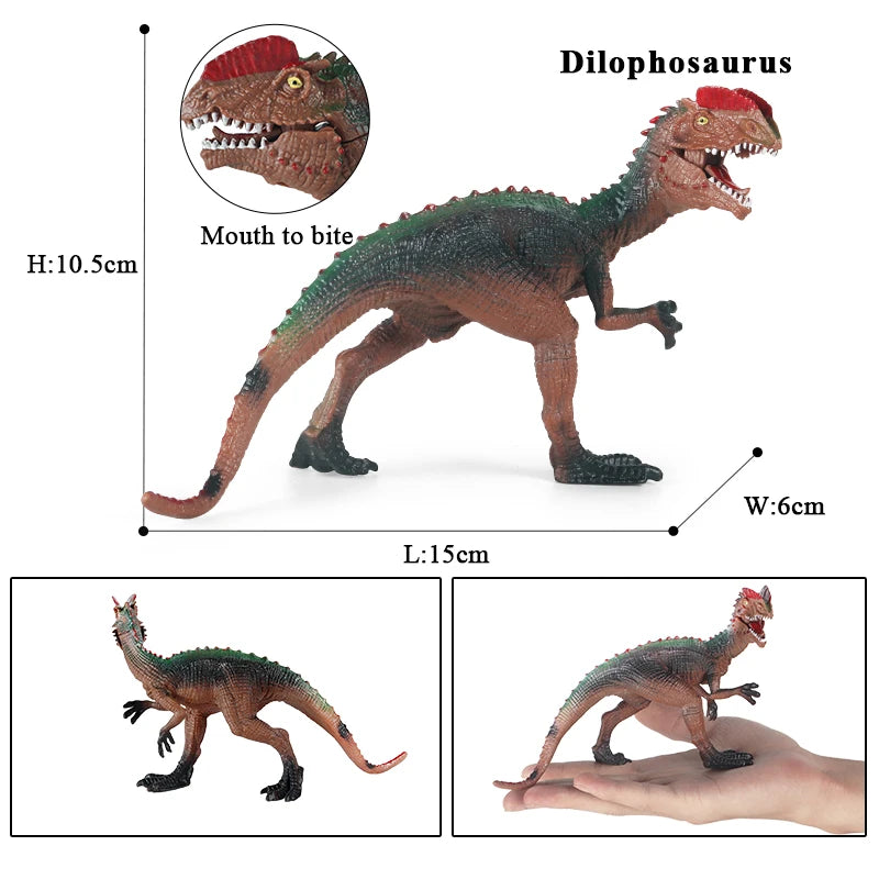 Oenux Jurassic Carnivorous Dilophosaurus Solid PVC Dinosaur Toy Action Figures Animal Model Collection Kids Gift