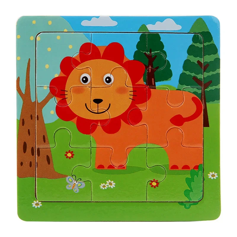 Plane Puzzles Cartoon Animals Wooden Montessori Game Kids Cognitive Jigsaw Puzzle Baby-Toy Educational Toys for Children Toddler