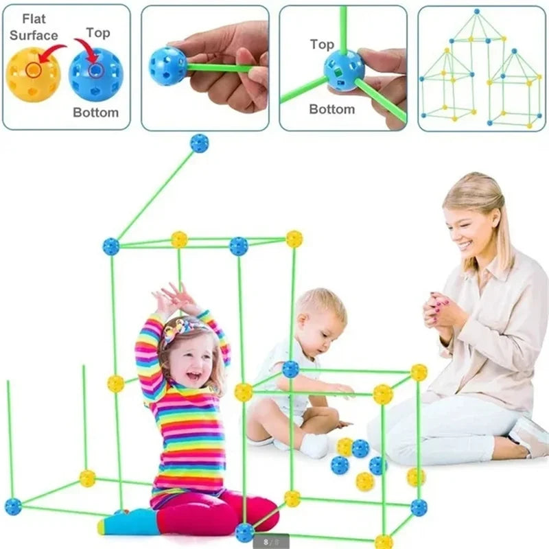 Creative Children Versatile Building Blocks Toy DIY Beaded Tent Funny Paly House Architectural Game Blocks Model Set Toy for Kid