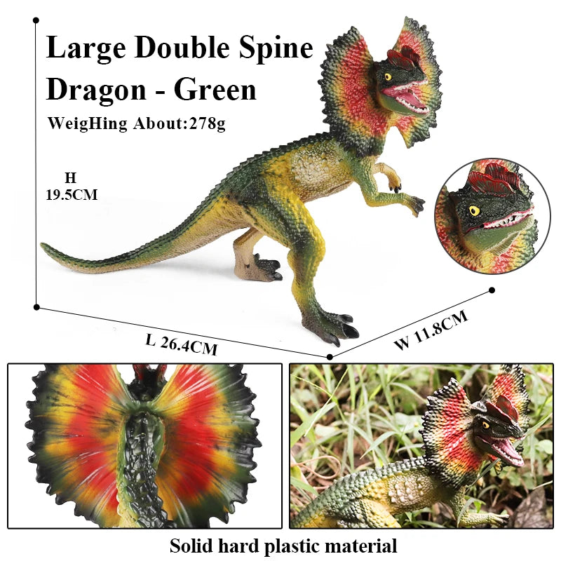 Oenux Jurassic Carnivorous Dilophosaurus Solid PVC Dinosaur Toy Action Figures Animal Model Collection Kids Gift