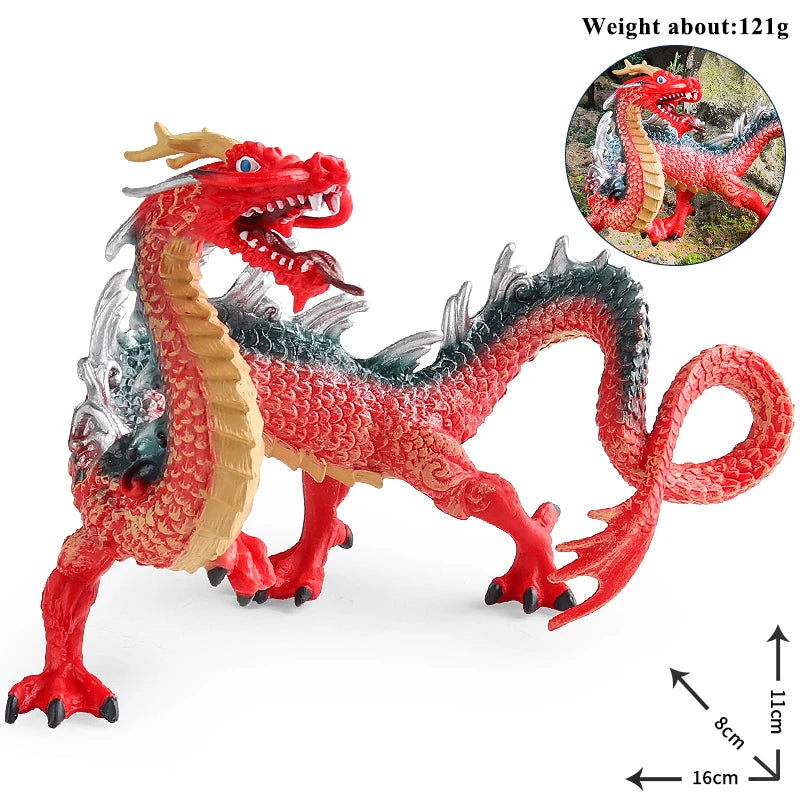 Oenux New Flying Magic Dragon Phoenix Monsters Chinese Dinosaurs Animals Toy Action Figures Model PVC Collection Kids X-mas Gift