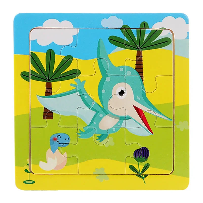 Plane Puzzles Cartoon Animals Wooden Montessori Game Kids Cognitive Jigsaw Puzzle Baby-Toy Educational Toys for Children Toddler