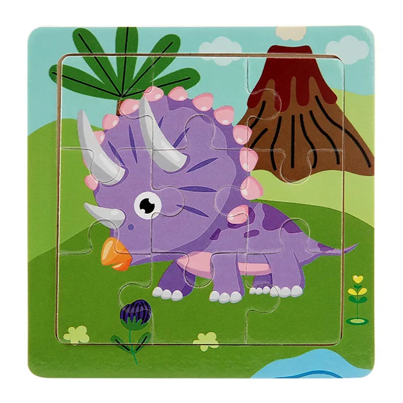 Plane Puzzles Cartoon Animals Wooden Montessori Game Kids Cognitive Jigsaw Puzzle Baby-Toy Educational Toys for Children Toddler