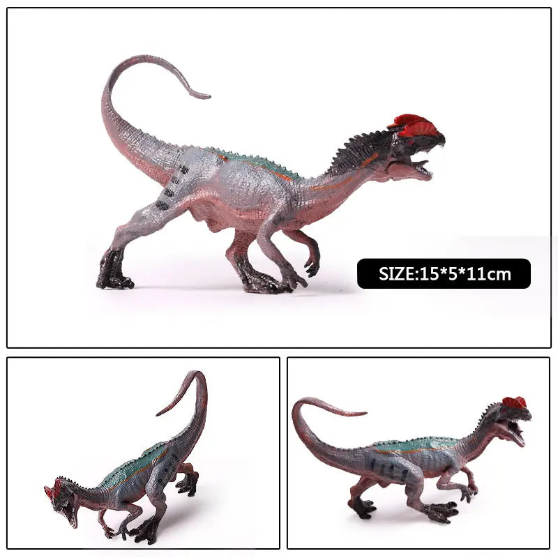 Oenux Jurassic Carnivorous Dilophosaurus Solid PVC Dinosaur Toy Action Figures Animal Model Collection Kids Gift