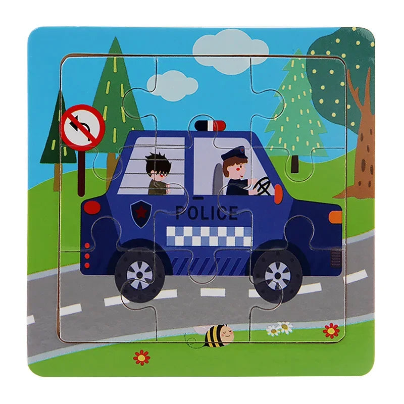 Plane Puzzles Cartoon Animals Wooden Montessori Game Kids Cognitive Jigsaw Puzzle Baby-Toy Educational Toys for Children Toddler