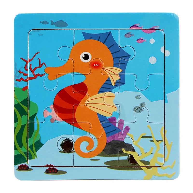 Plane Puzzles Cartoon Animals Wooden Montessori Game Kids Cognitive Jigsaw Puzzle Baby-Toy Educational Toys for Children Toddler