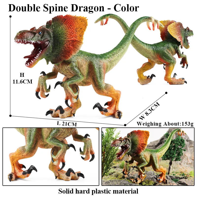 Oenux Jurassic Carnivorous Dilophosaurus Solid PVC Dinosaur Toy Action Figures Animal Model Collection Kids Gift
