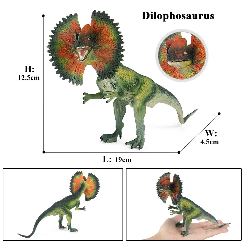Oenux Jurassic Carnivorous Dilophosaurus Solid PVC Dinosaur Toy Action Figures Animal Model Collection Kids Gift