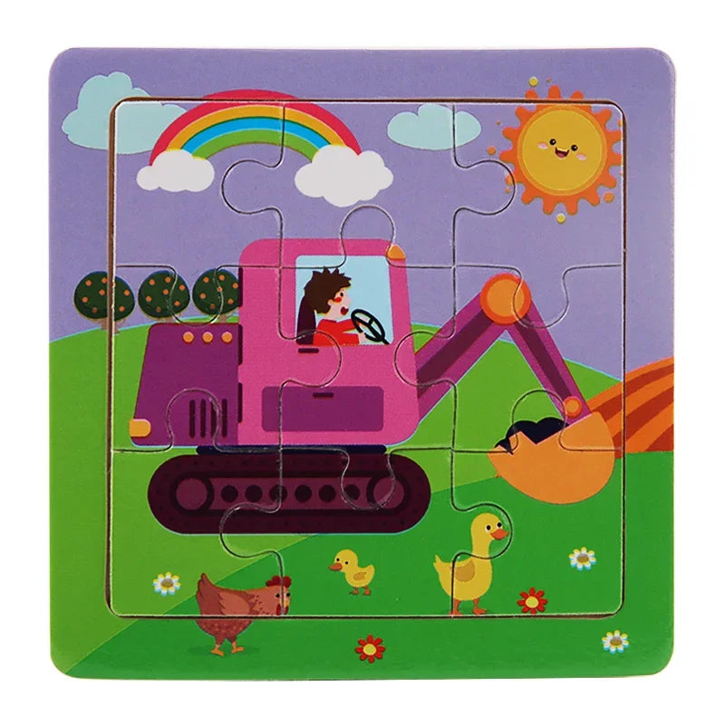 Plane Puzzles Cartoon Animals Wooden Montessori Game Kids Cognitive Jigsaw Puzzle Baby-Toy Educational Toys for Children Toddler