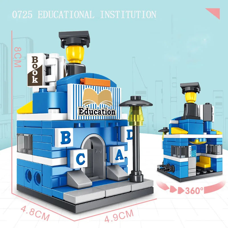 Stackable Building Blocks Toy with 8 Pieces Set for Improving Hands-on Ability of Boys and Girls, Featuring City Street View